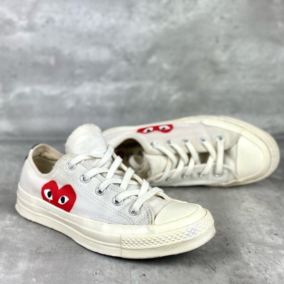 Converse Comme De Garcons Cream Heart Low Top Sneaker - Picture 11 of 11